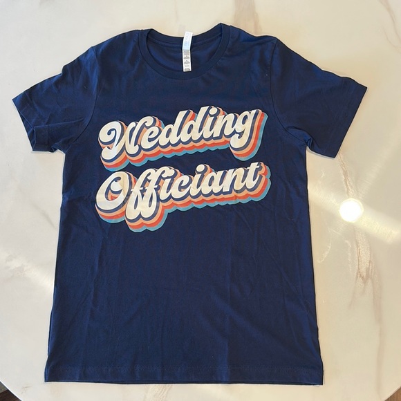 “Wedding Officiant” t-shirt. Size Medium. Navy blue. Brand new. - Picture 1 of 2
